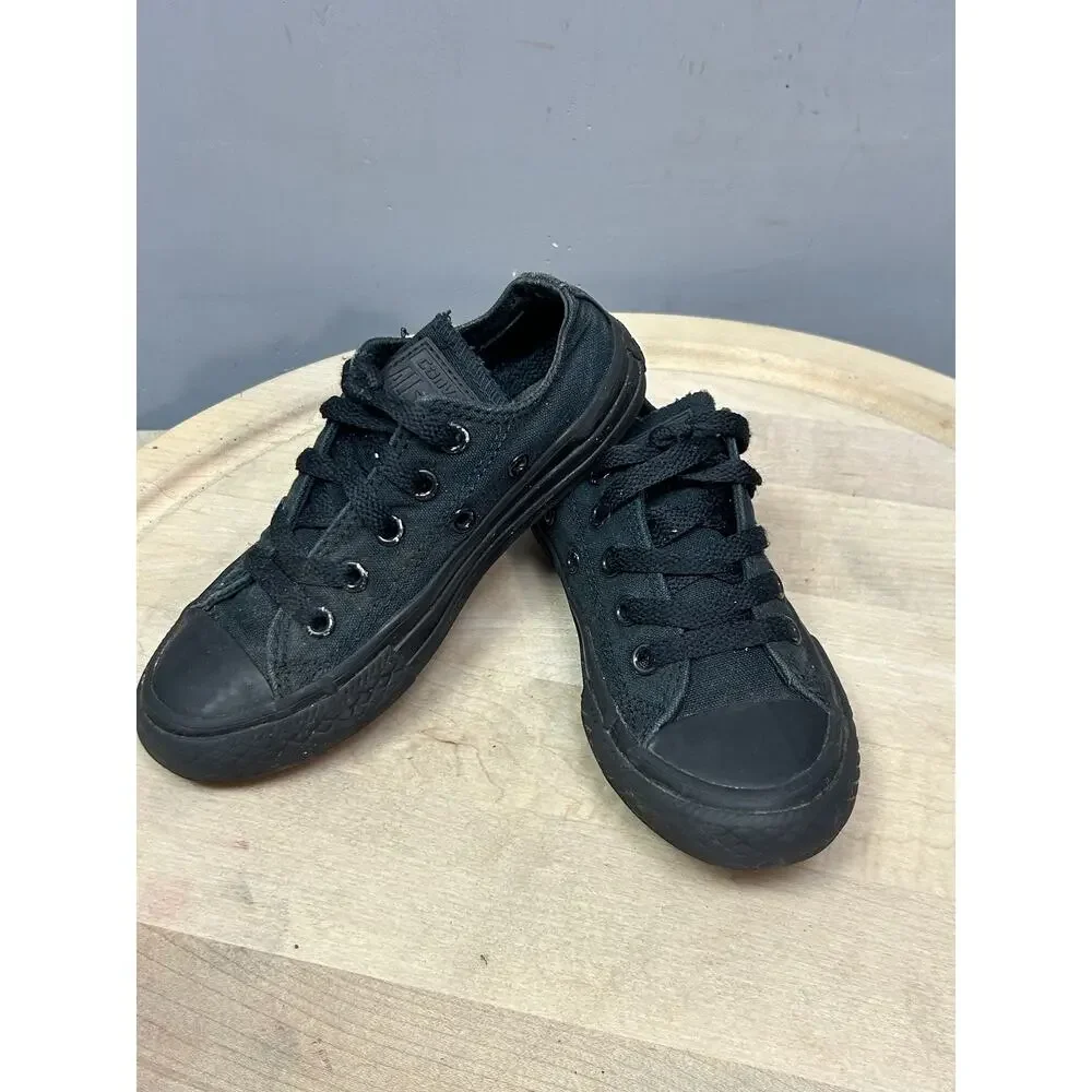 Converse All Star Shoes Youth Size 11 Black Low Top Canvas Sneakers Lace Up